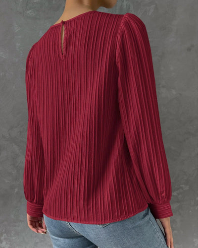 STIL™ - Ensfarget Bluse med Lykteerm
