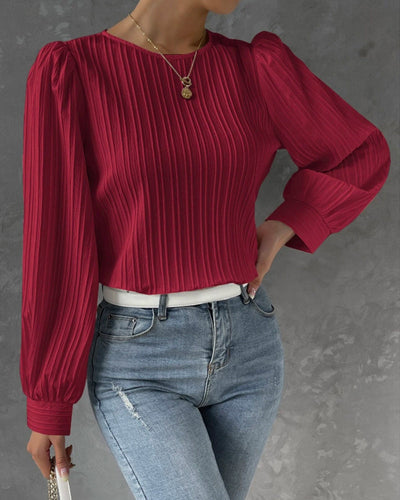 STIL™ - Ensfarget Bluse med Lykteerm