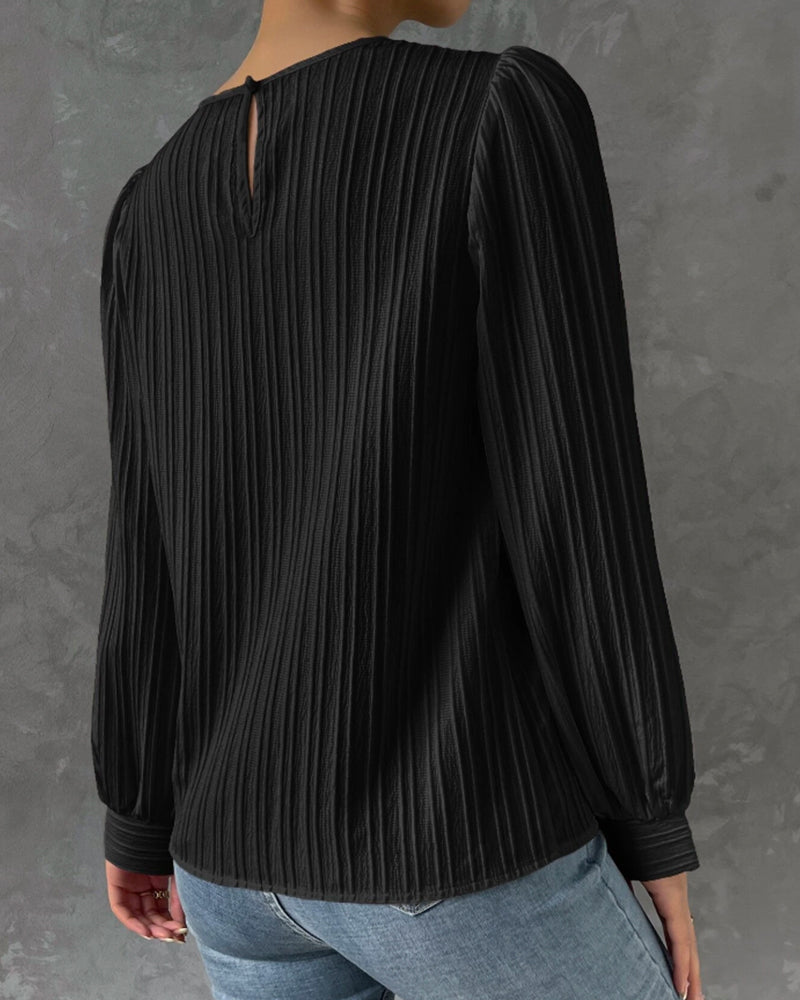 STIL™ - Ensfarget Bluse med Lykteerm