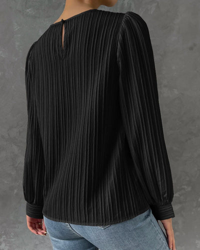 STIL™ - Ensfarget Bluse med Lykteerm