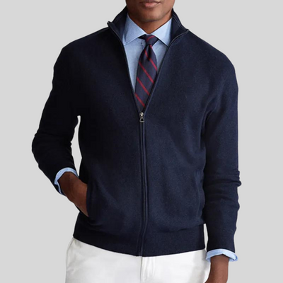 STIL™ | Cardigan med ribbestrikket krage
