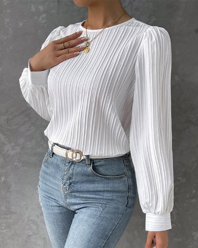 STIL™ - Ensfarget Bluse med Lykteerm