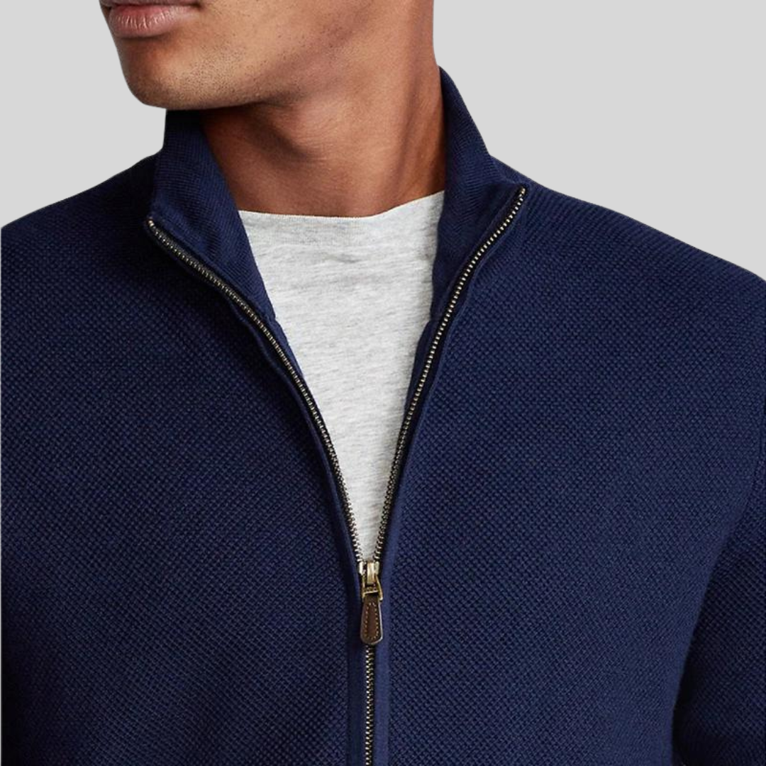 STIL™ | Cardigan med ribbestrikket krage