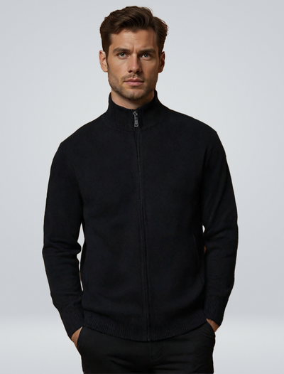 STIL™ | Cardigan med ribbestrikket krage