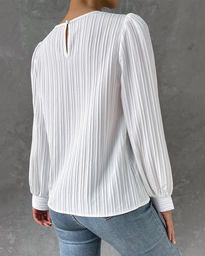 STIL™ - Ensfarget Bluse med Lykteerm